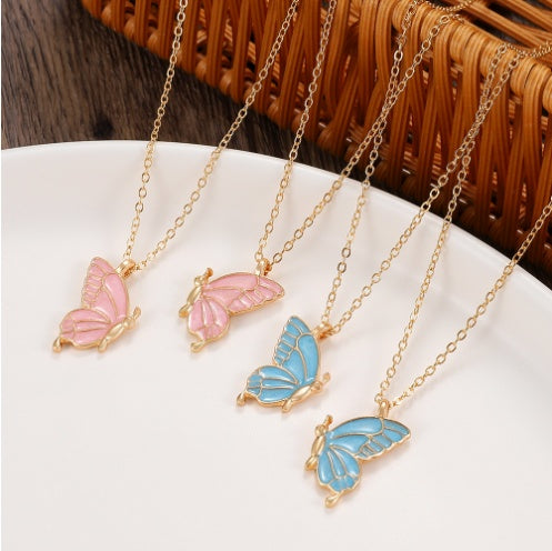 Butterfly Pendant Necklace Set for Women