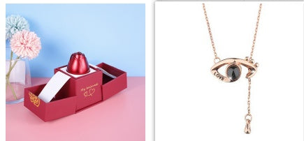 Metal Rose Jewelry Gift Box Necklace