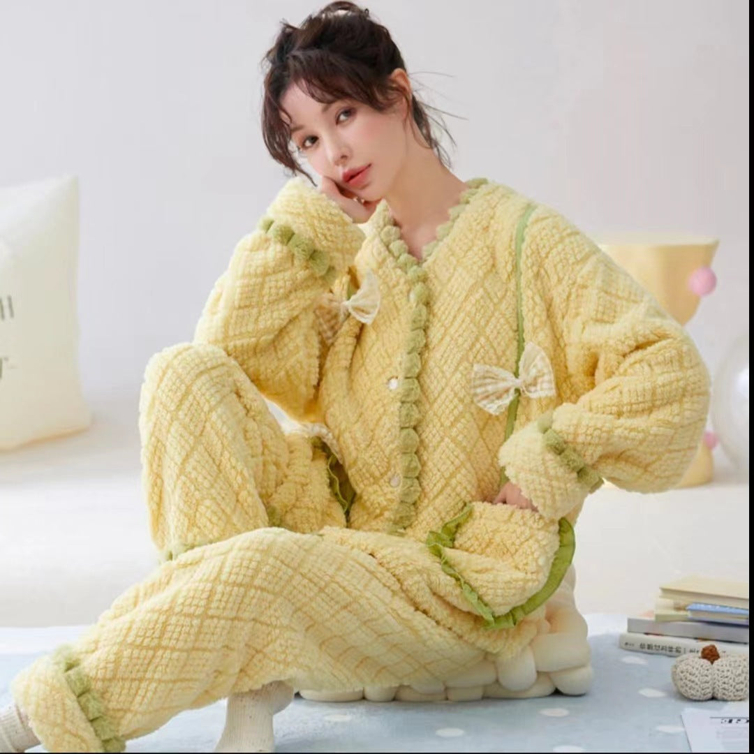 Warm Loungewear Pajamas Thick Flannel