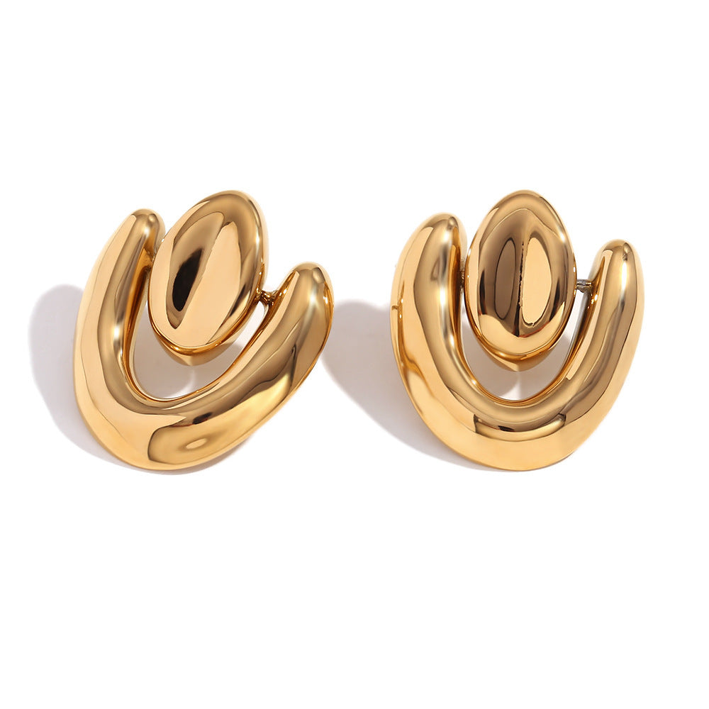 Stainless Steel 18K Gold Plating Geometric Stud Earrings