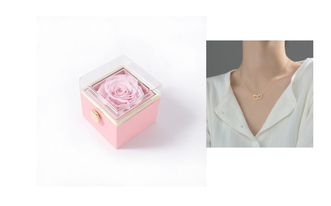 Rotating Eternity Rose Jewelry Box 2 in 1