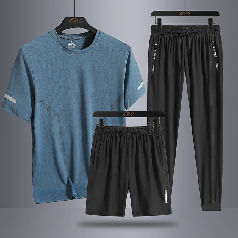 Three-piece Thin Breathable Men's Sports Set