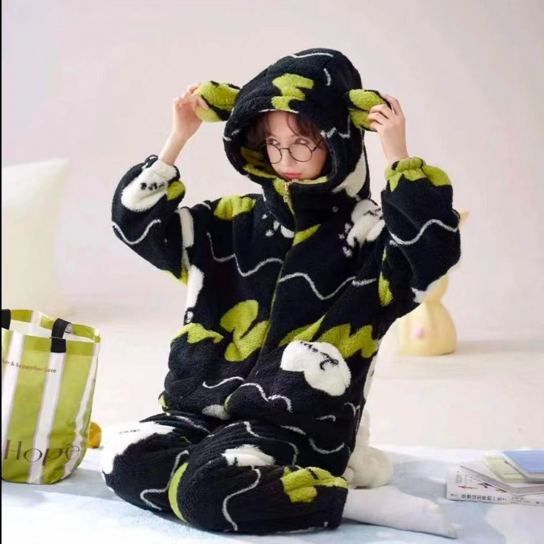 Warm Loungewear Pajamas Thick Flannel