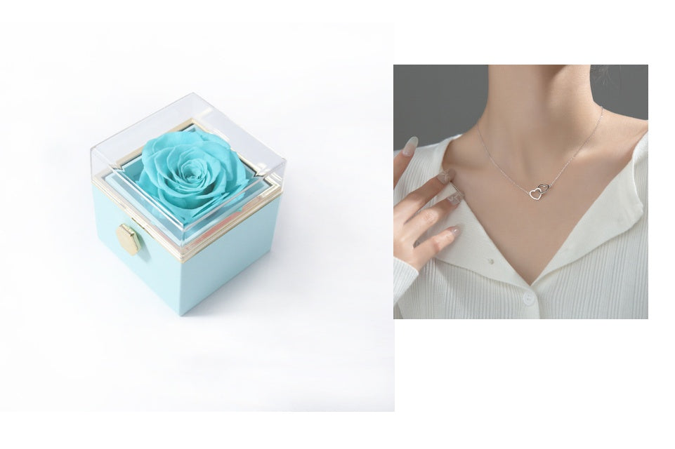 Rotating Eternity Rose Jewelry Box 2 in 1