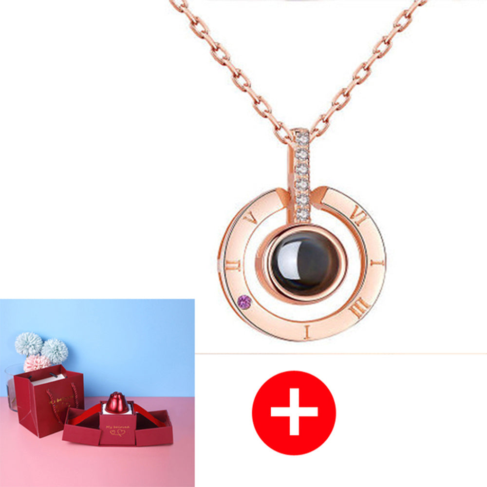 Metal Rose Jewelry Gift Box Necklace