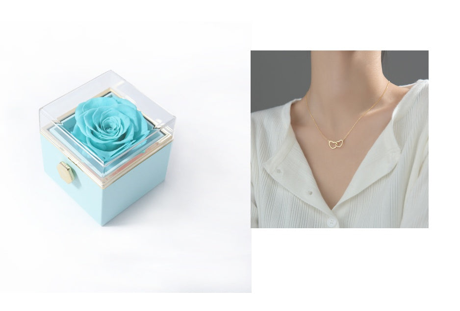Rotating Eternity Rose Jewelry Box 2 in 1