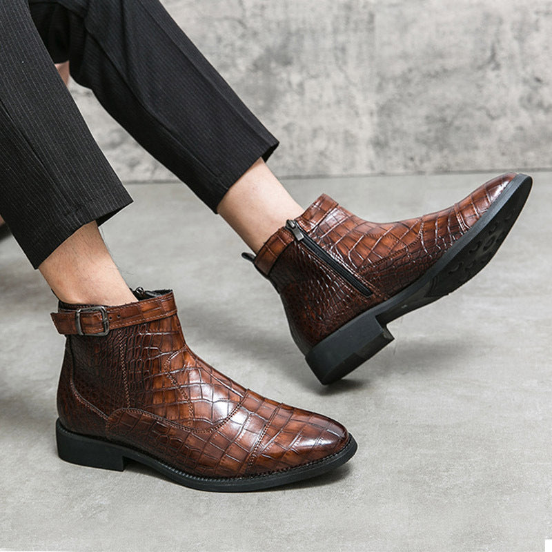 Men's Crocodile Pattern Business Ankle Boots