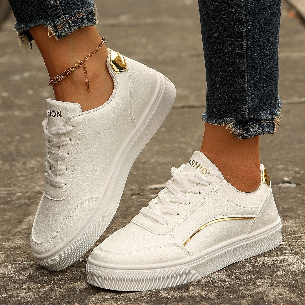 Thick Sole White Slip-on For Women