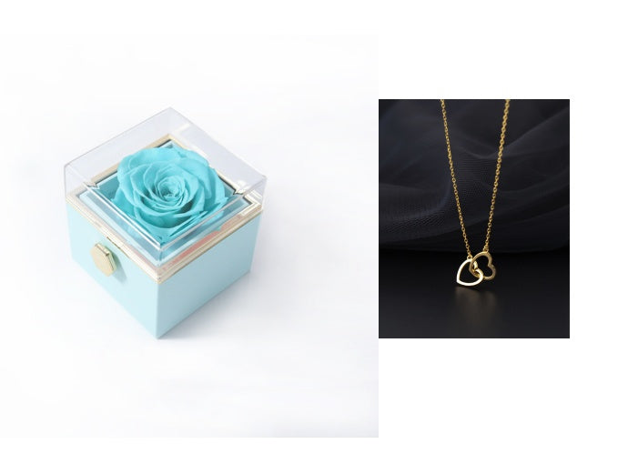 Rotating Eternity Rose Jewelry Box 2 in 1