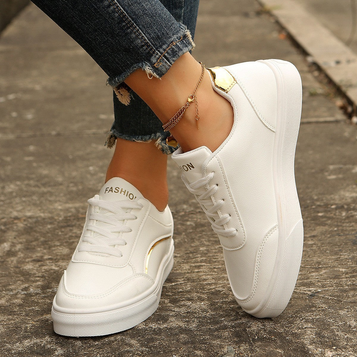 Thick Sole White Slip-on For Women