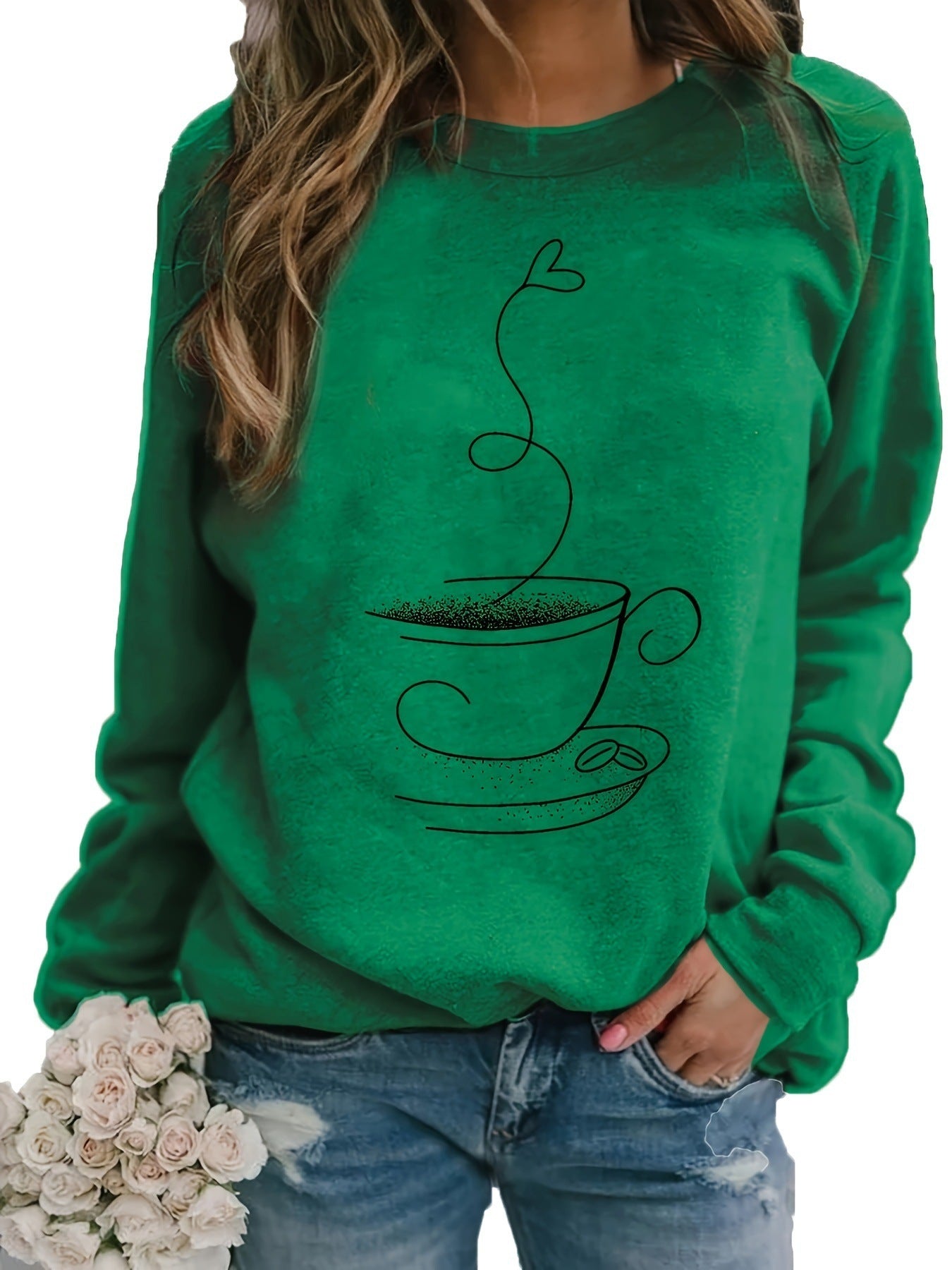 Women's Dynamic Graphic Print Crew Neck Sweater