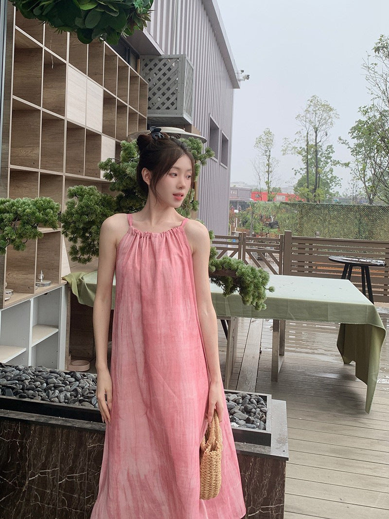 Women's Vacation Beach Halter Loose Sling Dress