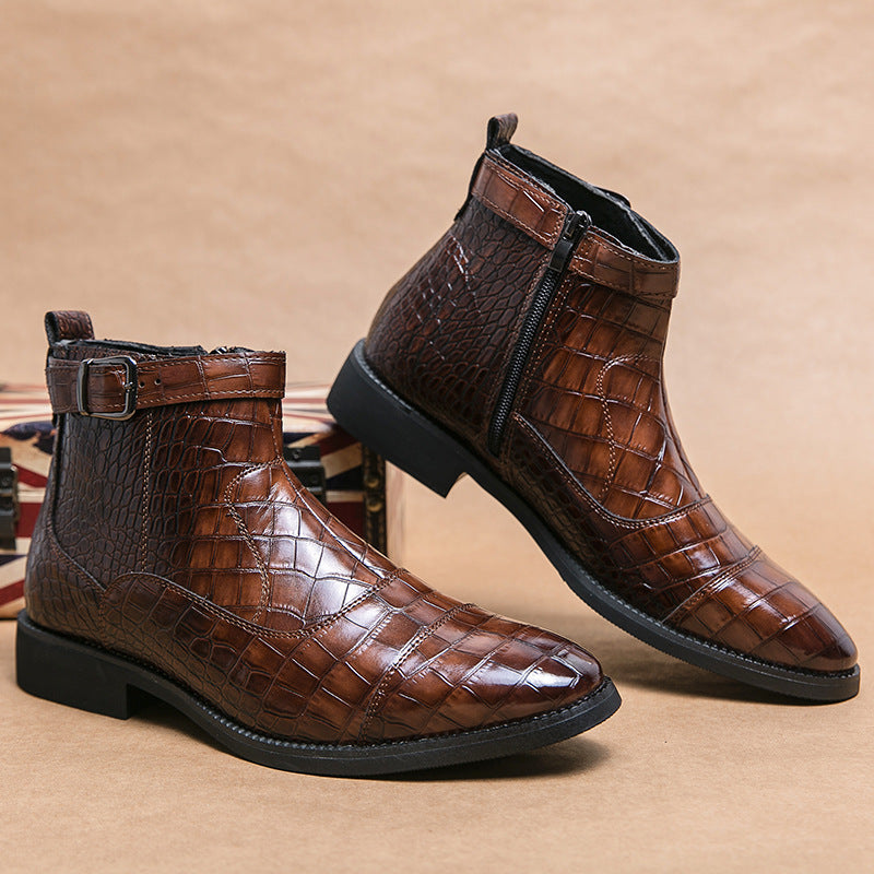 Men's Crocodile Pattern Business Ankle Boots