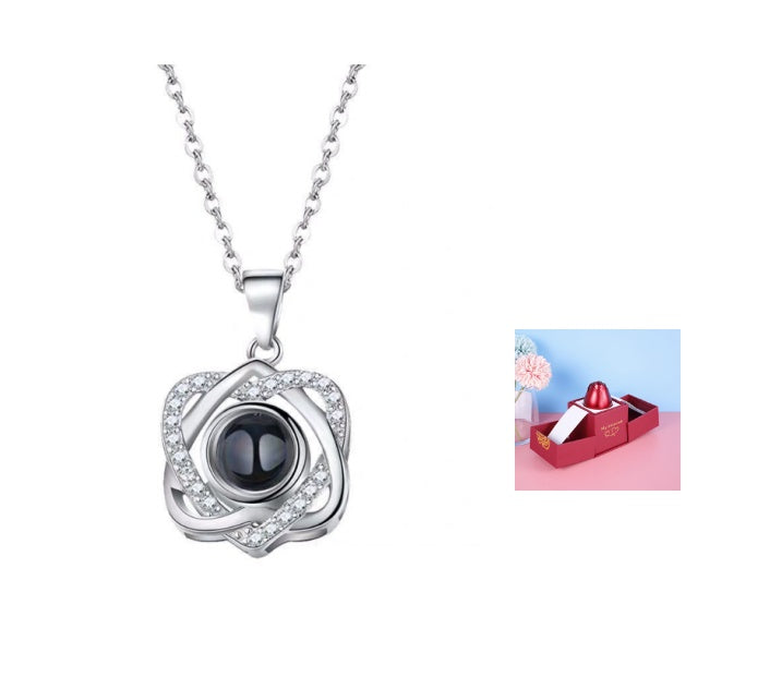 Metal Rose Jewelry Gift Box Necklace