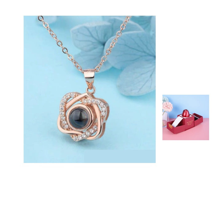 Metal Rose Jewelry Gift Box Necklace