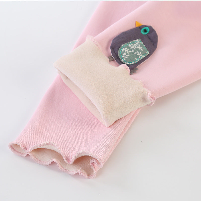 Girl's Fleece Lined Padded Warm Keeping Slim-fit Trousers