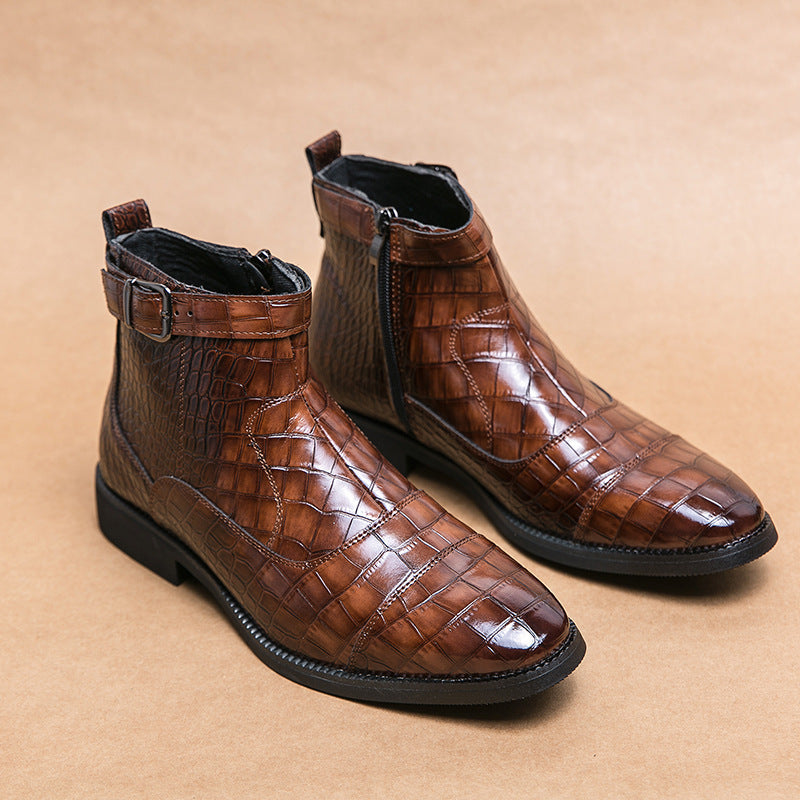 Men's Crocodile Pattern Business Ankle Boots