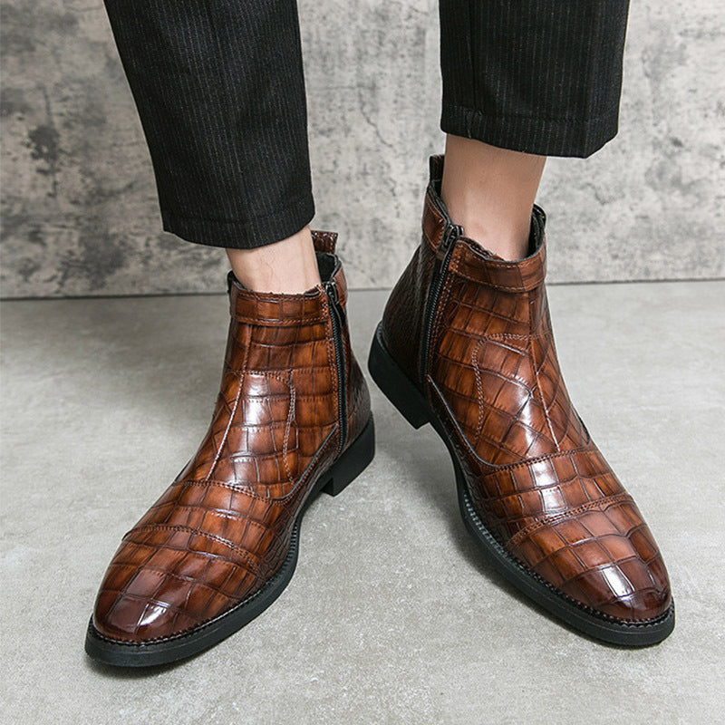 Men's Crocodile Pattern Business Ankle Boots