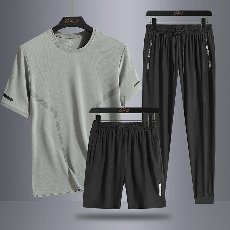 Three-piece Thin Breathable Men's Sports Set