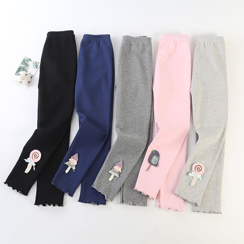 Girl's Fleece Lined Padded Warm Keeping Slim-fit Trousers