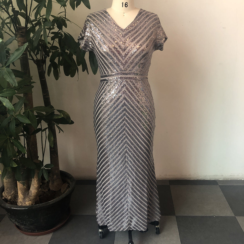 African Hot Style Twill Sequin Dress