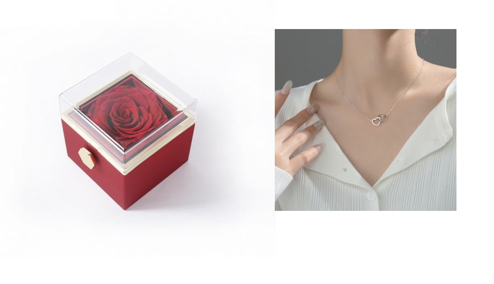 Rotating Eternity Rose Jewelry Box 2 in 1