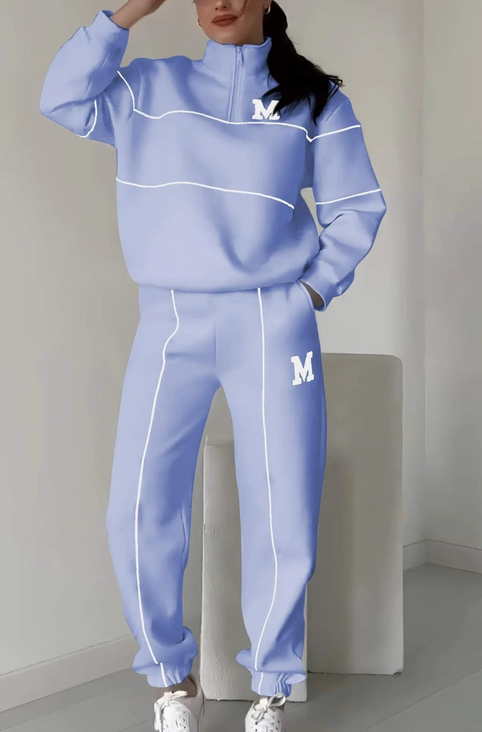 Women's 2 Piece Hoodless Pullover Sweatshirt