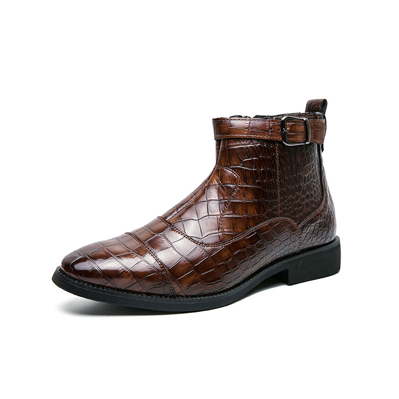 Men's Crocodile Pattern Business Ankle Boots
