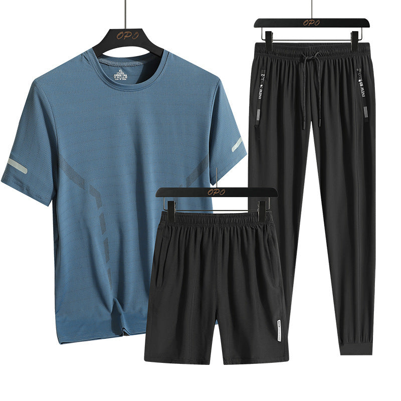 Three-piece Thin Breathable Men's Sports Set