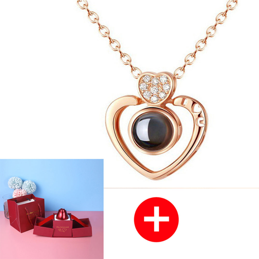 Metal Rose Jewelry Gift Box Necklace
