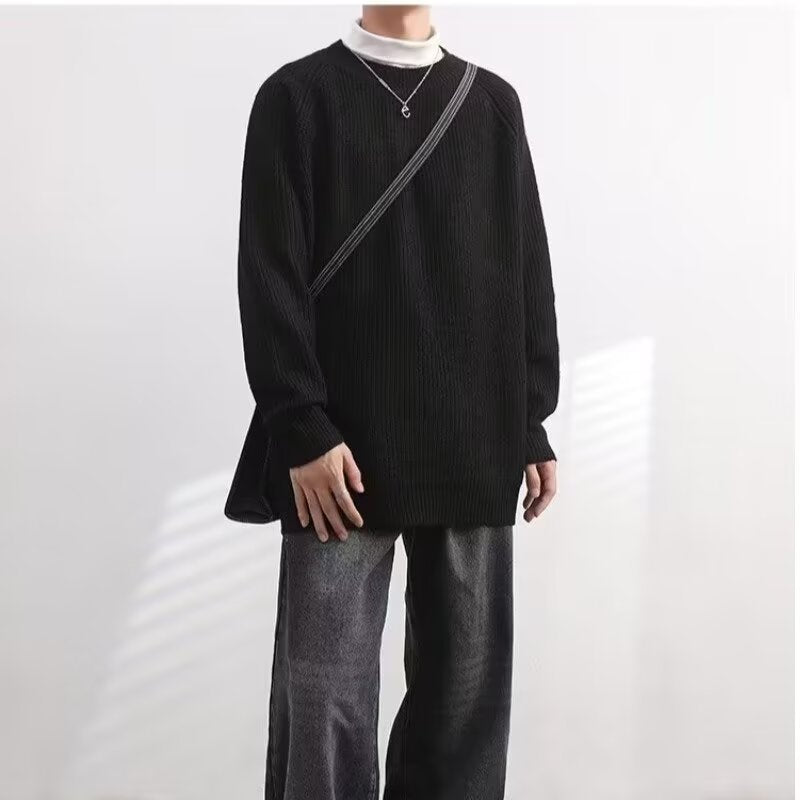 Round Neck Vertical Pattern Sweater Men's Pullover