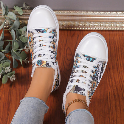 Versatile Flat Bottomed Lace Up Canvas Shoes