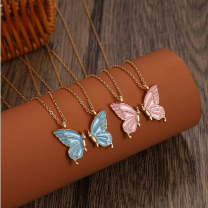 2pcs Butterfly Necklace Chain Pendant