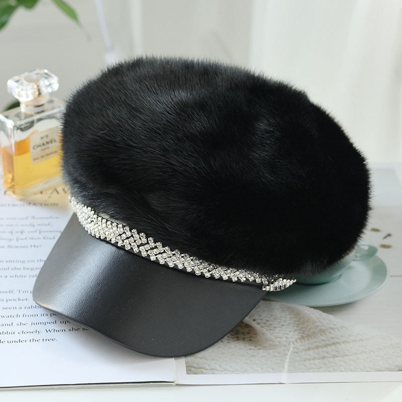 Women's Winter Mink Fur Fashion All-matching Beret