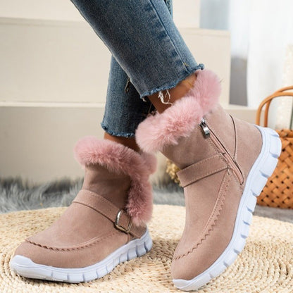 Thickened Solid Color Plush Ankle Boots