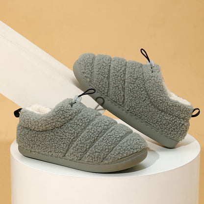 Home Button Linear Cotton Shoes Thickened Warm Non-slip Cotton Slippers