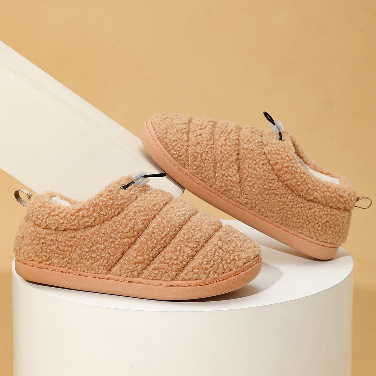 Home Button Linear Cotton Shoes Thickened Warm Non-slip Cotton Slippers