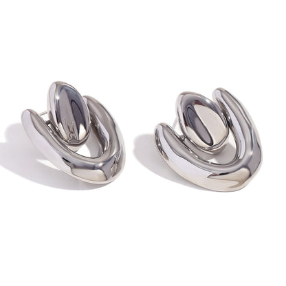 Stainless Steel 18K Gold Plating Geometric Stud Earrings