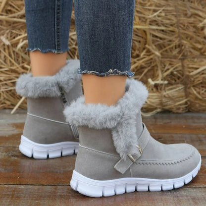 Thickened Solid Color Plush Ankle Boots