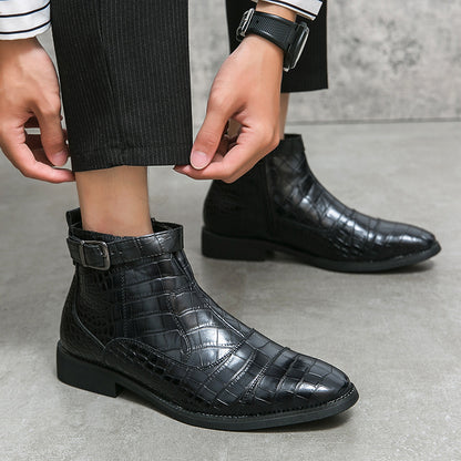 Men's Crocodile Pattern Business Ankle Boots