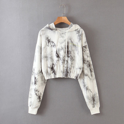 Tie-dye hooded loose sweatshirt set