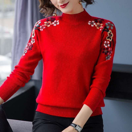 Popular Embroidered  Women's Loose Sweater