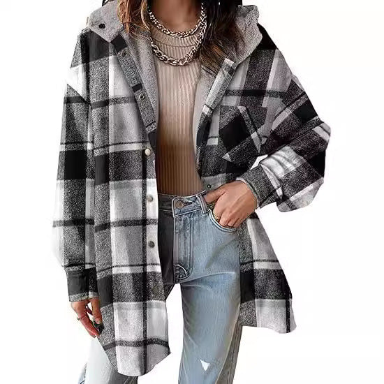 Women Flannel Plaid Jacket