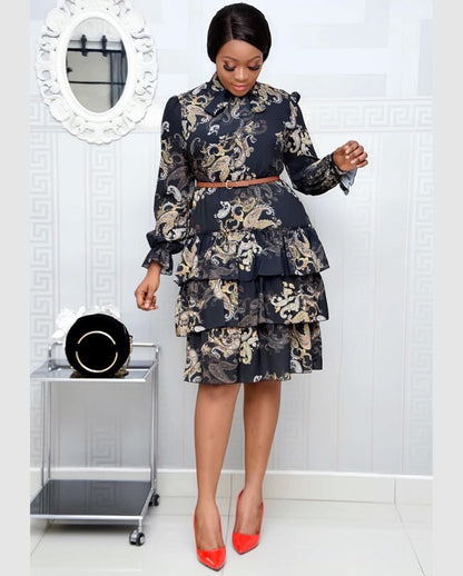 African Women's Belted Dress
