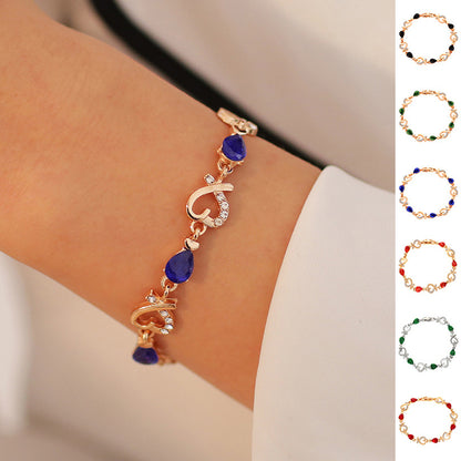 Love Bracelet With Rhinestones Fashion Temperament Heart-shaped Bracelet For Valentine's Day Gift