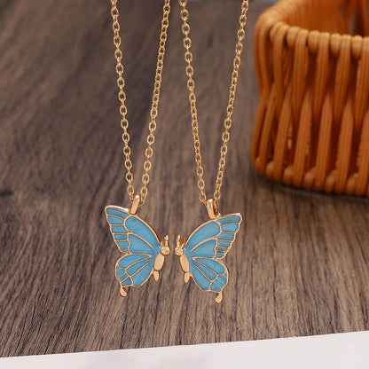 2pcs Butterfly Necklace Chain Pendant