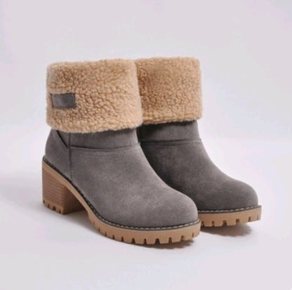 Mid-Tube Thick Heel Suede Boots