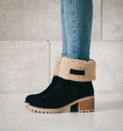 Mid-Tube Thick Heel Suede Boots