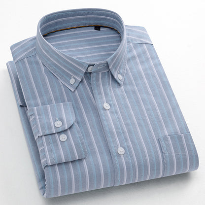 Striped Cotton Oxford Anti-wrinkle Casual Shirt For Men