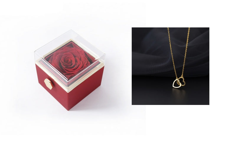 Rotating Eternity Rose Jewelry Box 2 in 1
